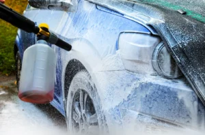 Car being hand washed