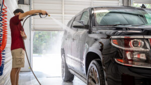 Exterior detailing hand spraying car